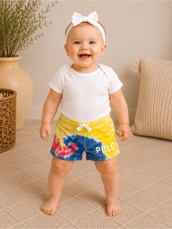 Ralph Lauren Other - Ralph Lauren Polo Tie Dye Baby Shorts Multicolor Logo Sweat Shorts | Size 9M